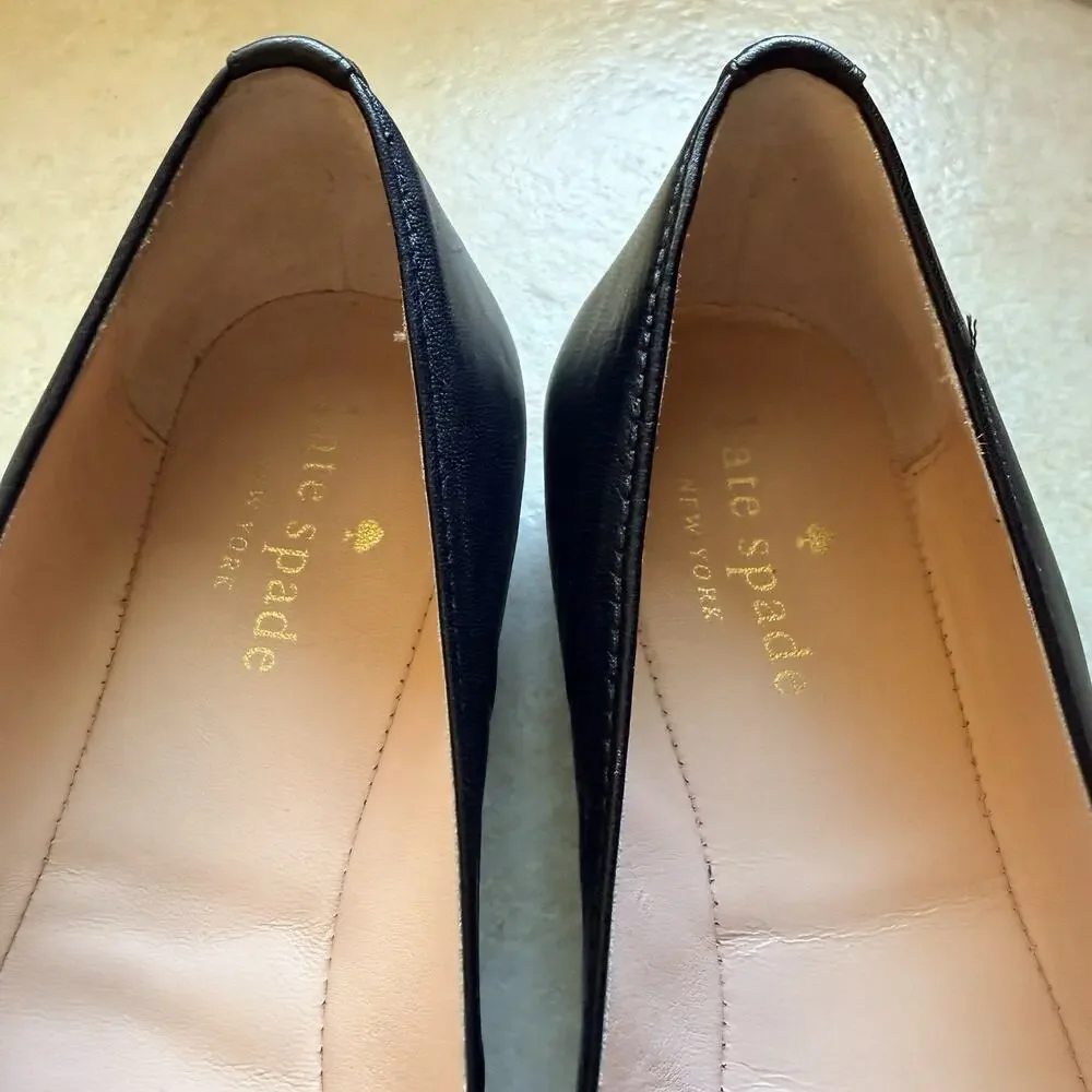 Kate Spade New York Boston Terrier Winthrop Black Leather Flats Womens 8 - Picture 8 of 13